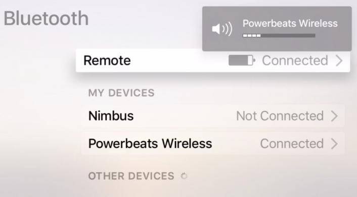 connecting bluetooth devices to Apple TV 4