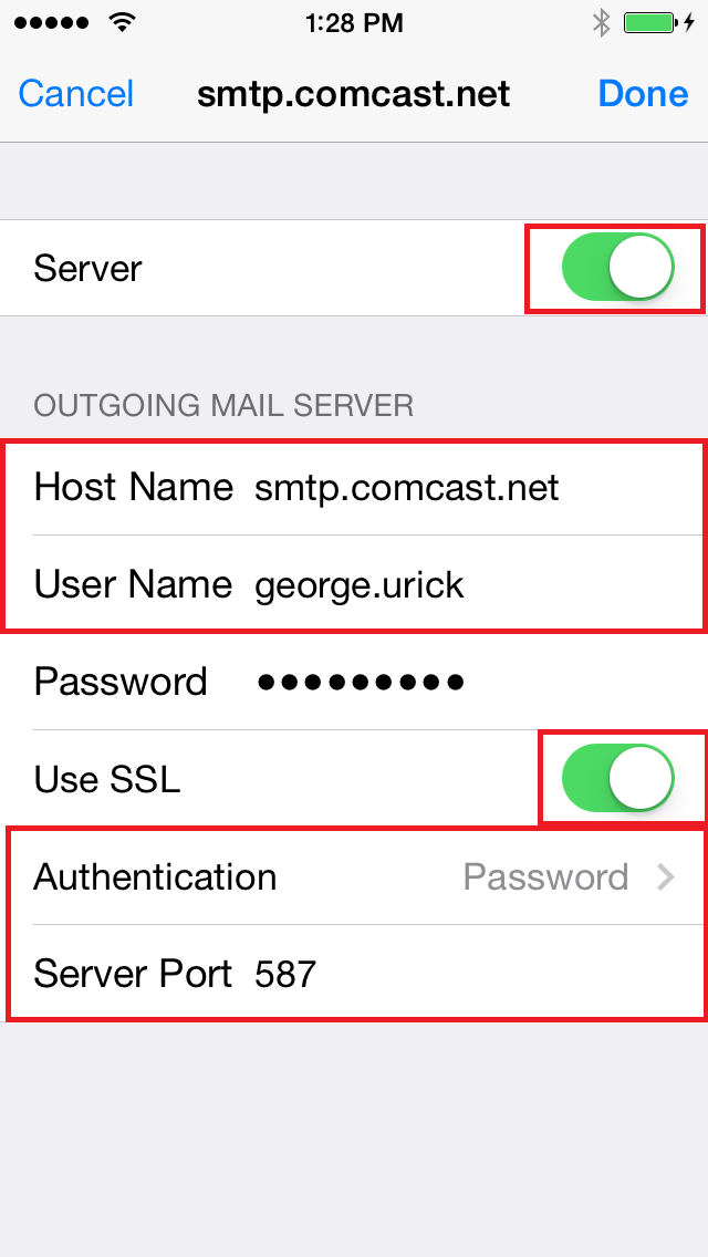 Changing the outgoing mail server settings