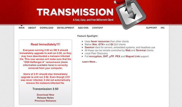 Transmission Releases Ransomware Update