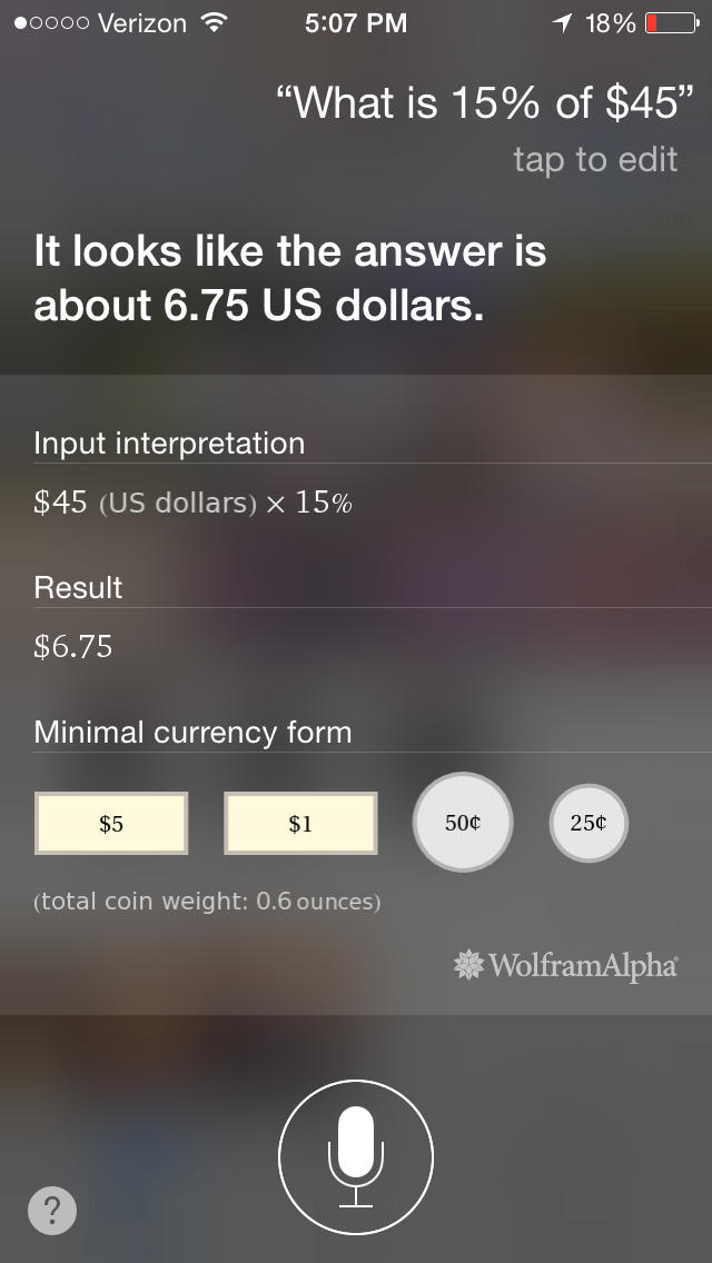 Siri can calculate your tip!