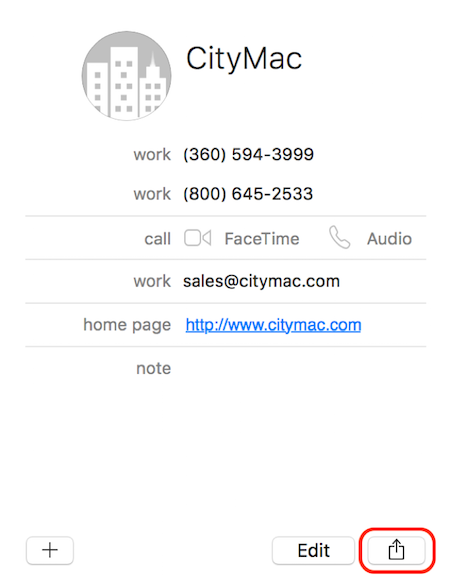 Share a contact in OS X