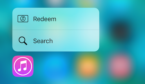 iTunes store 3d touch shortcuts