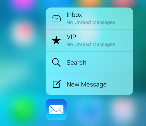 Mail 3D Touch Shortcut