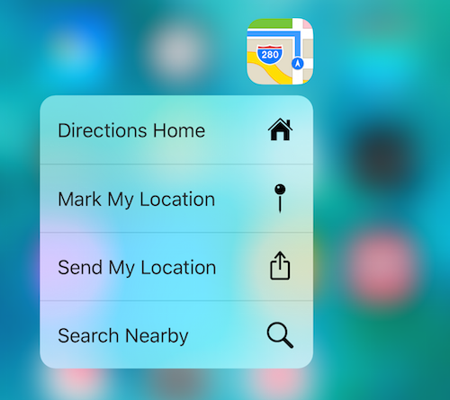 maps 3d touch shortcut