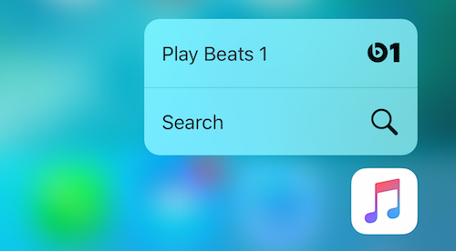 music 3d touch shortcuts