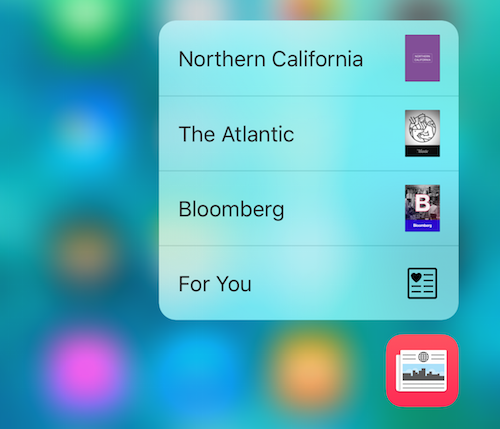 news 3d touch shortcuts