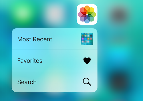 Photos 3D Touch shortcut