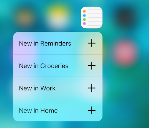 reminders 3d touch shortcut