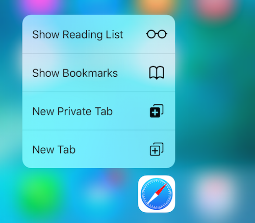 safari 3d touch shortcuts