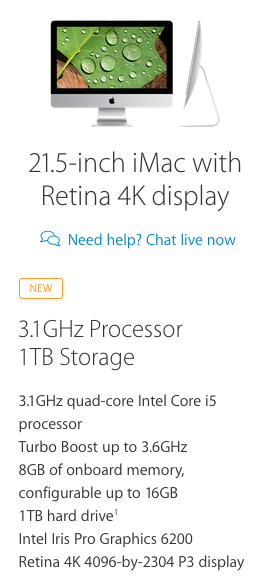 The new 4K iMac Specs