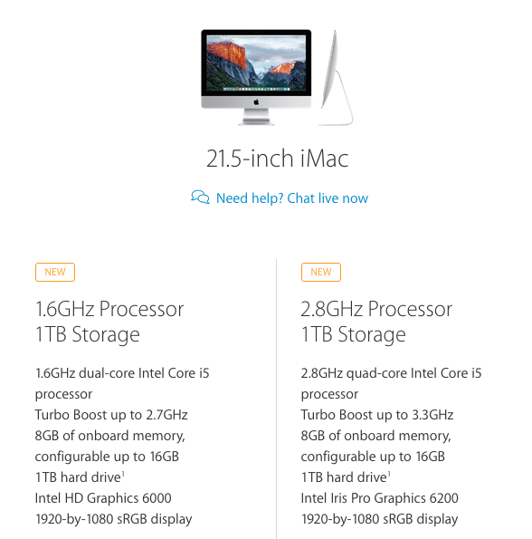 other updated 21.5" iMacs