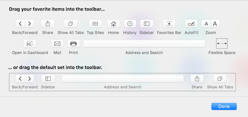 Customizing the Toolbar in Safari