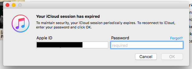 expired iCloud session prompt