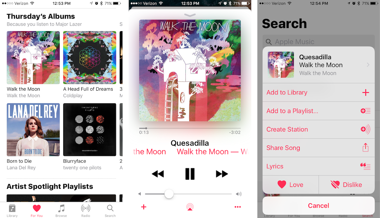 Apple Music in iOS 10 Screenshot