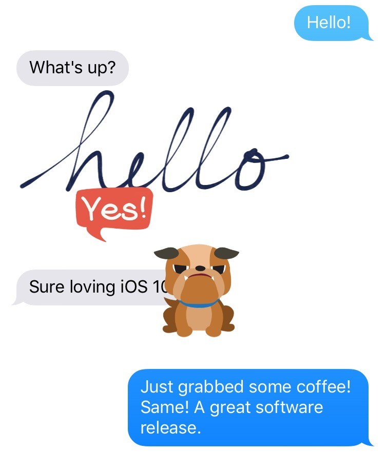Screenshot of Stickers in use in Messages