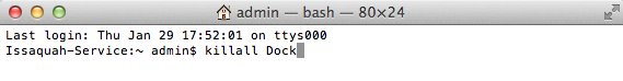 kill Dock terminal command