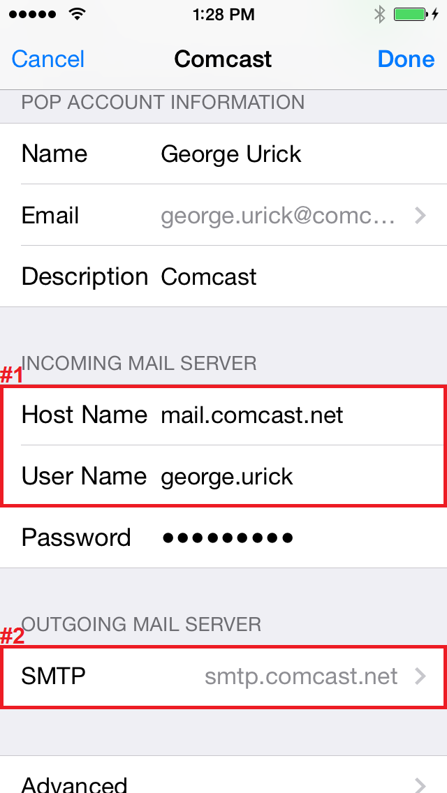 Changing the incoming mail server settings