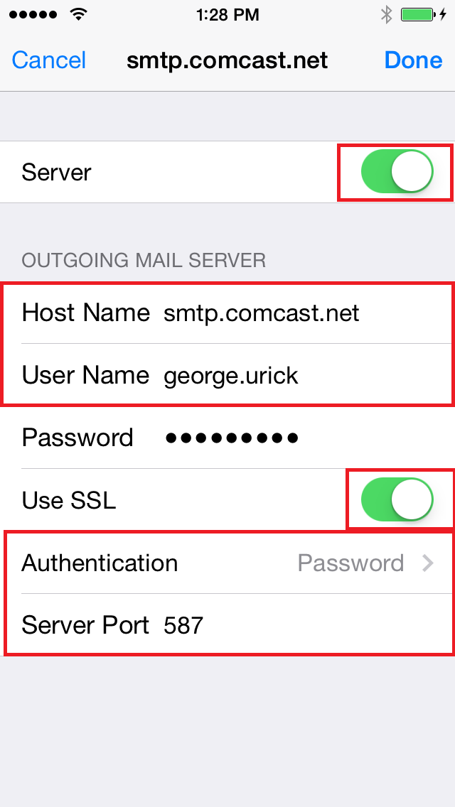 comcast port settings for outlook