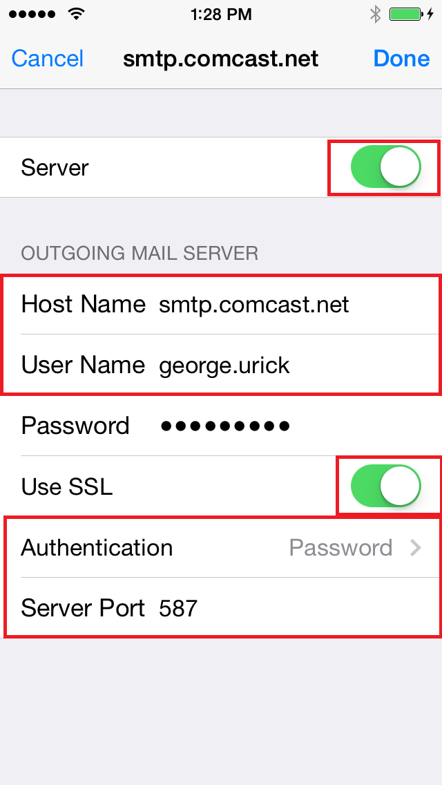 comcast email settings port