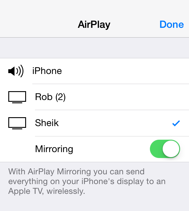 AirPlay settings in iOS 7