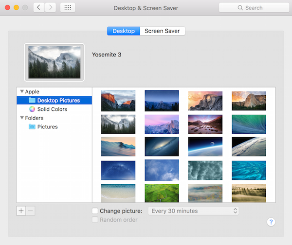 Desktop and Screensaver settings Mac