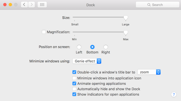 Dock Settings Mac