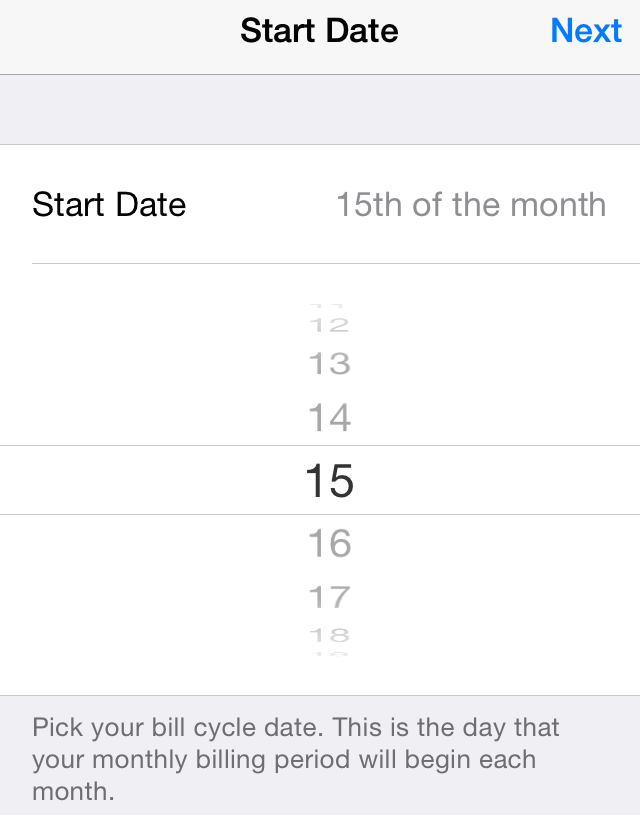 DataMan Next: Billing Cycle Start Date Selection