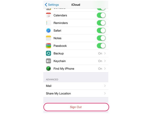 log out of iCloud form iPhone