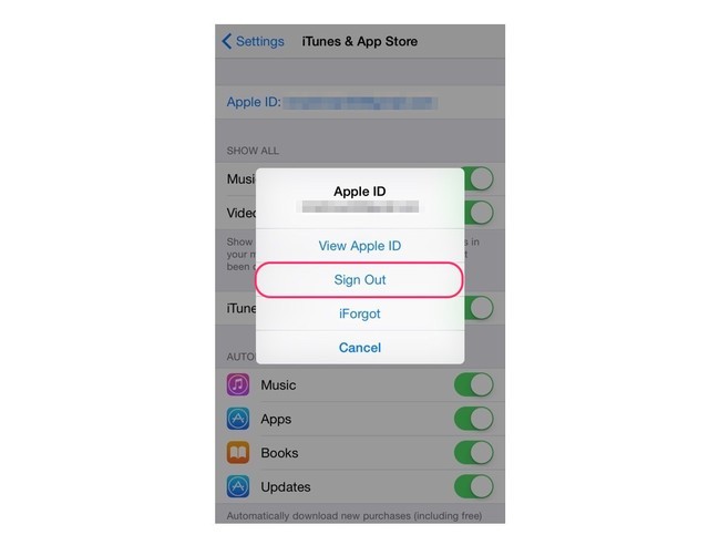 log out of iTunes on iPhone