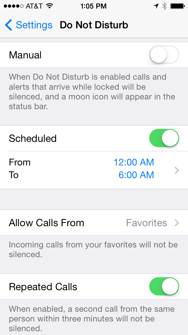 Do Not Disturb Settings in iOS 7