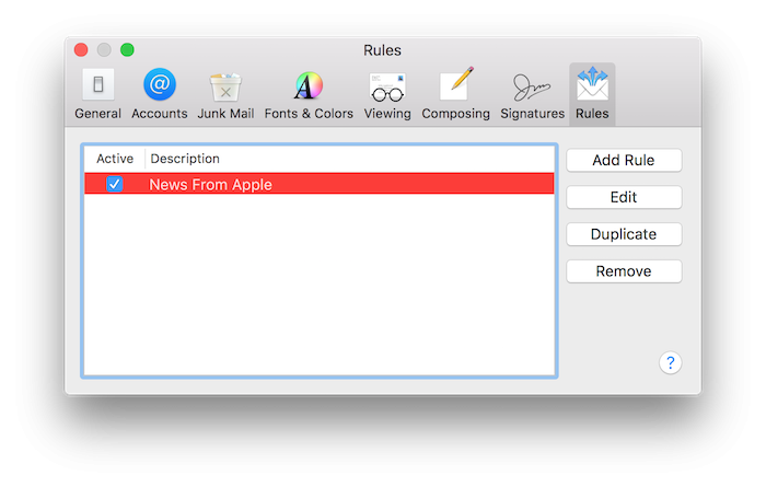 Rules in Apple Mail