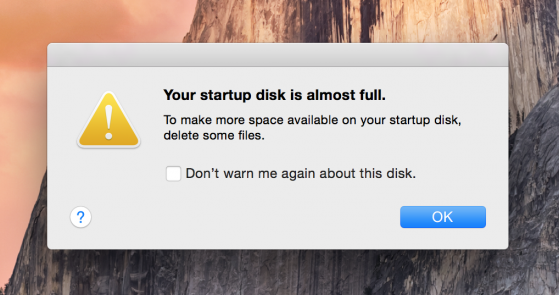 startup disk full on a mac