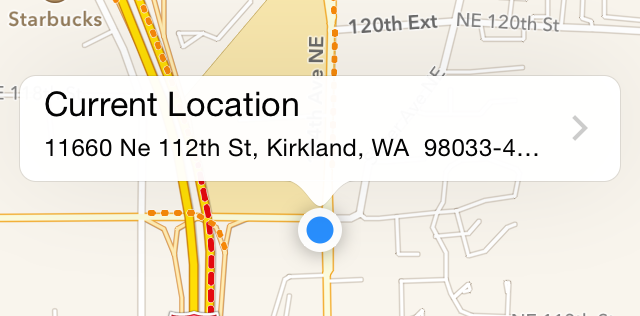 Current location in apple maps
