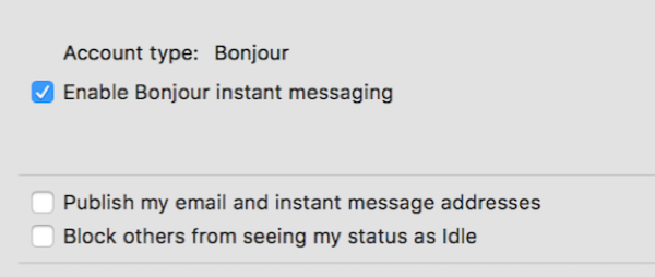 Enabling Bonjour in Messages