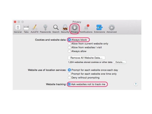 Block Safari cookies on a Mac