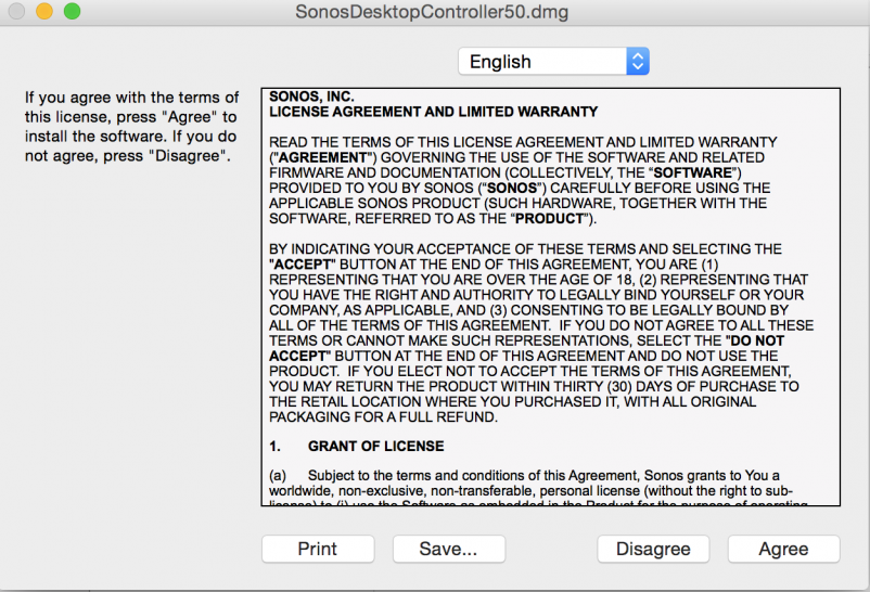 SONOS Terms and Conditions