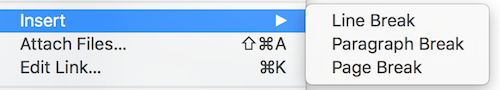 insert break options in TextEdit