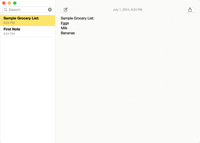 Notes in OS X Yosemite