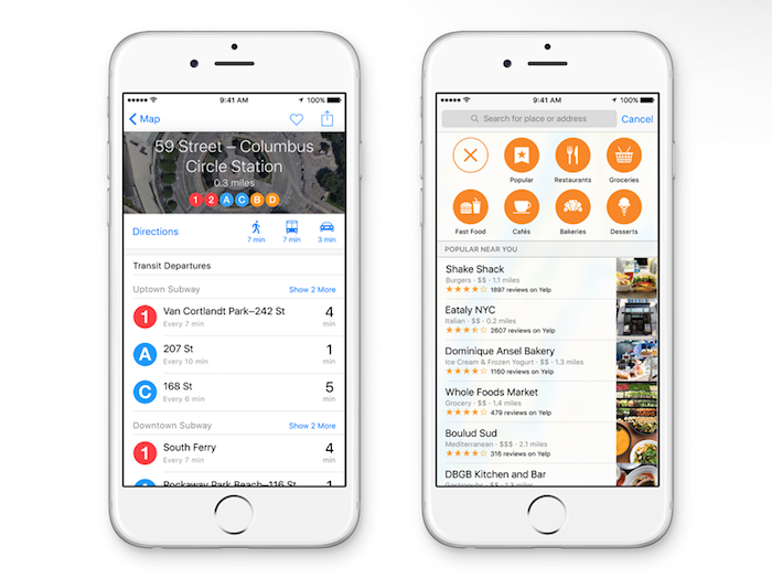 Maps app in iOS 9