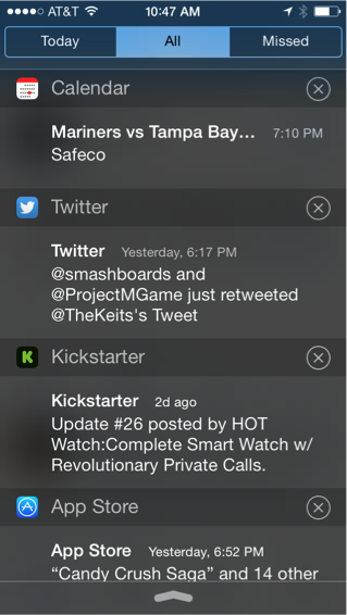 The "All" Tab in Notification Center