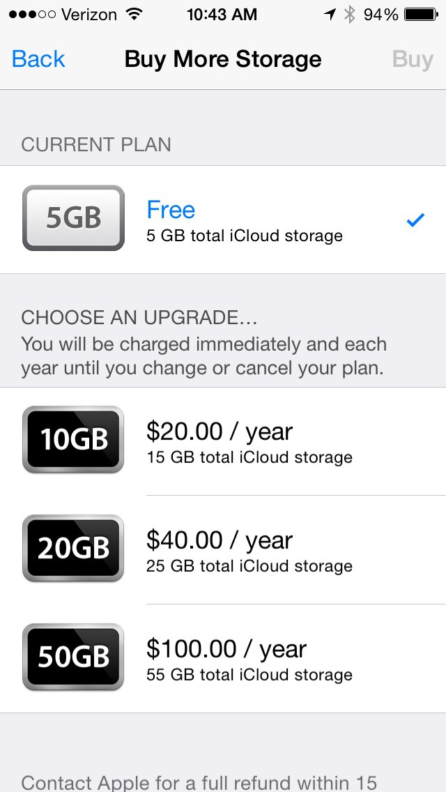 iCloud Storage Pricing Options