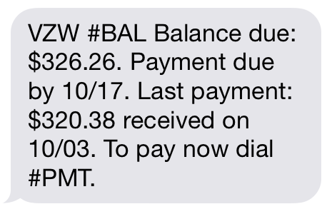 Verizon Account Balance Text